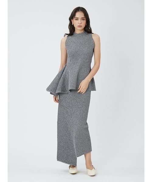 アシメヘム畦編みペプラムノースリニット アシメヘム畦編みペプラムノースリニット アシメヘム畦編みペプラムノースリニット V1303248785(10010円)