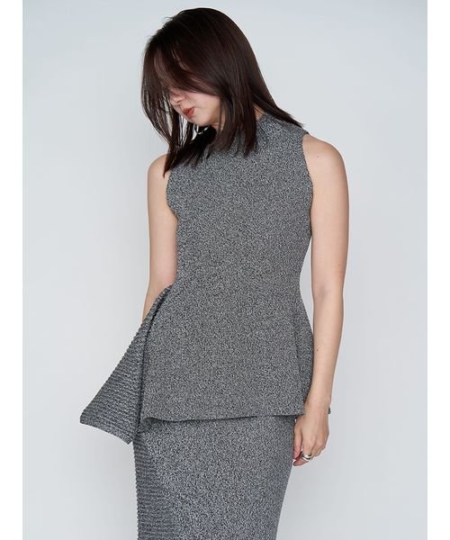 アシメヘム畦編みペプラムノースリニット アシメヘム畦編みペプラムノースリニット アシメヘム畦編みペプラムノースリニット V1303248785(10010円)