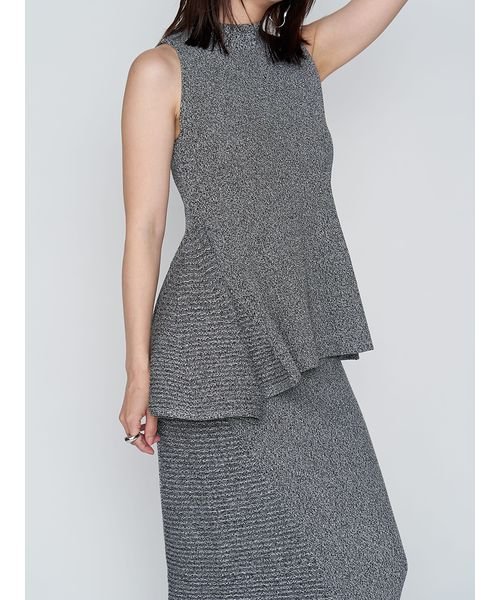 アシメヘム畦編みペプラムノースリニット アシメヘム畦編みペプラムノースリニット アシメヘム畦編みペプラムノースリニット V1303248785(10010円)