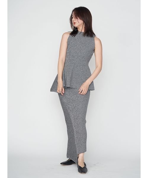 アシメヘム畦編みペプラムノースリニット アシメヘム畦編みペプラムノースリニット アシメヘム畦編みペプラムノースリニット V1303248785(10010円)