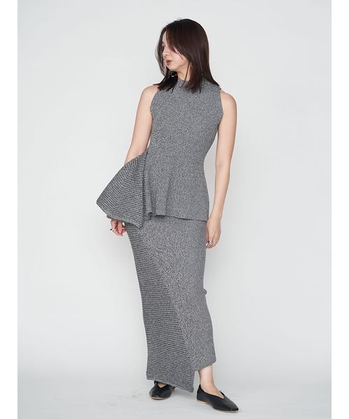 アシメヘム畦編みペプラムノースリニット アシメヘム畦編みペプラムノースリニット アシメヘム畦編みペプラムノースリニット V1303248785(10010円)