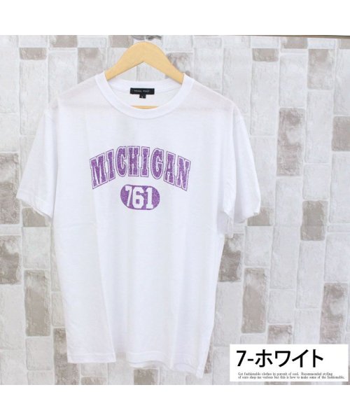 TopIsm(トップイズム)/Tシャツ メンズ 半袖 カレッジ ロゴ プリント クルーネック ティーシャツ 大きいサイズ トップス アメカジ ロゴT/img08