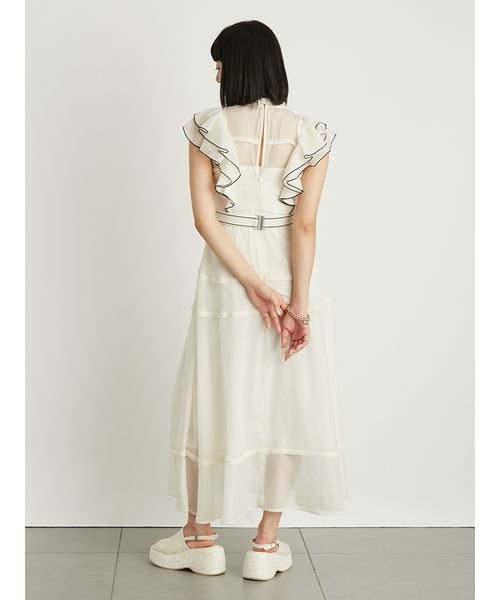 【LILY BROWN×MARY QUANT】ロゴベルト付きシアーワンピース QUANT LILY BROWN×MARY 6cm 長さ63cm 巾3