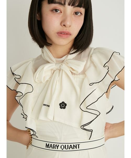 【LILY BROWN×MARY QUANT】ロゴベルト付きシアーワンピース QUANT LILY BROWN×MARY 6cm 長さ63cm 巾3