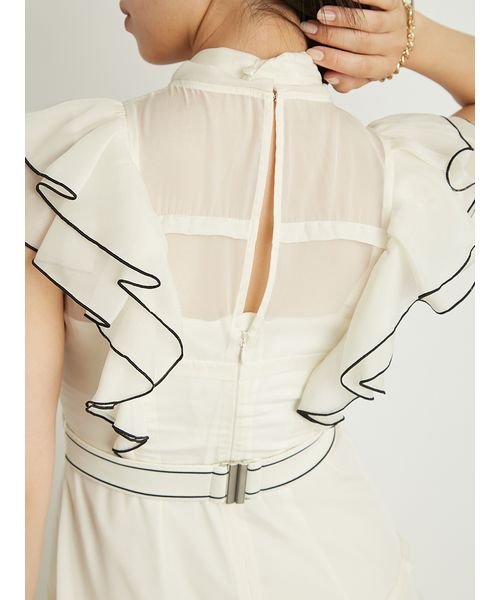 【LILY BROWN×MARY QUANT】ロゴベルト付きシアーワンピース QUANT LILY BROWN×MARY 6cm 長さ63cm 巾3