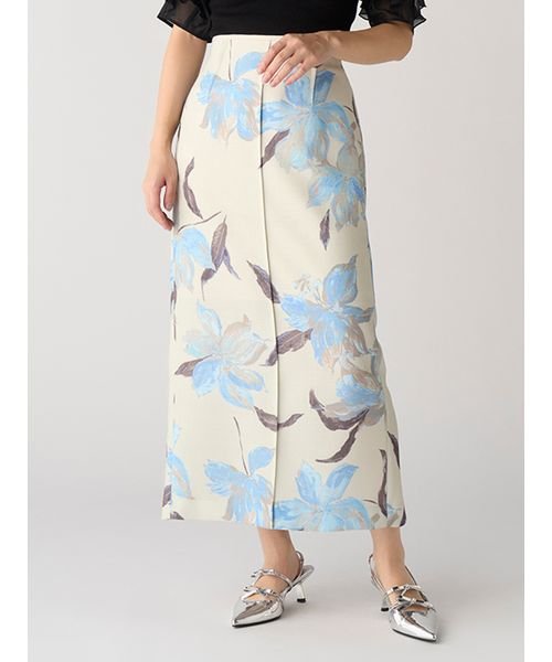 フラワーペイントタイトスカート 予めご了承ください