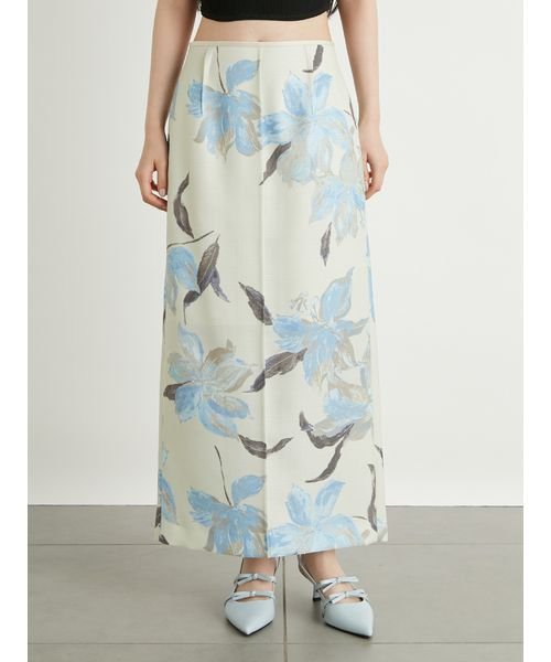 フラワーペイントタイトスカート 予めご了承ください