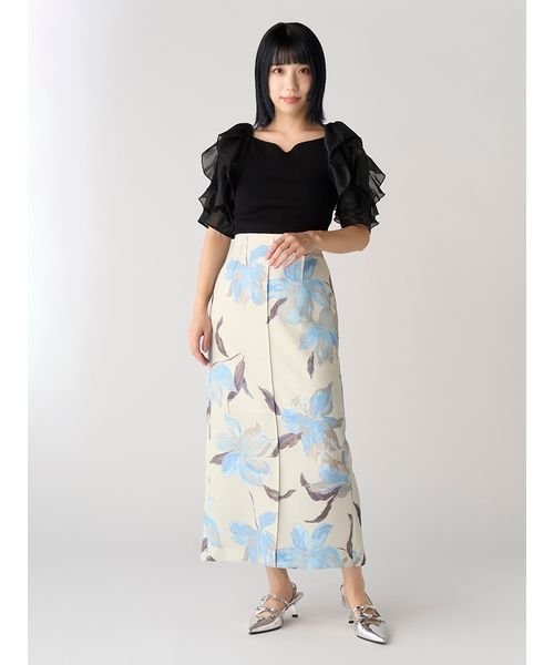 フラワーペイントタイトスカート 予めご了承ください