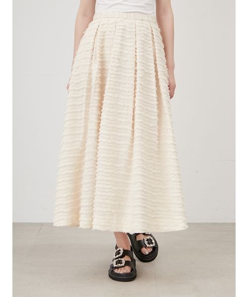 タックボリュームシャギーフレアロングスカート 予めご了承ください