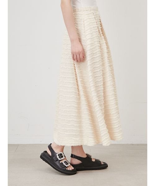 タックボリュームシャギーフレアロングスカート 予めご了承ください