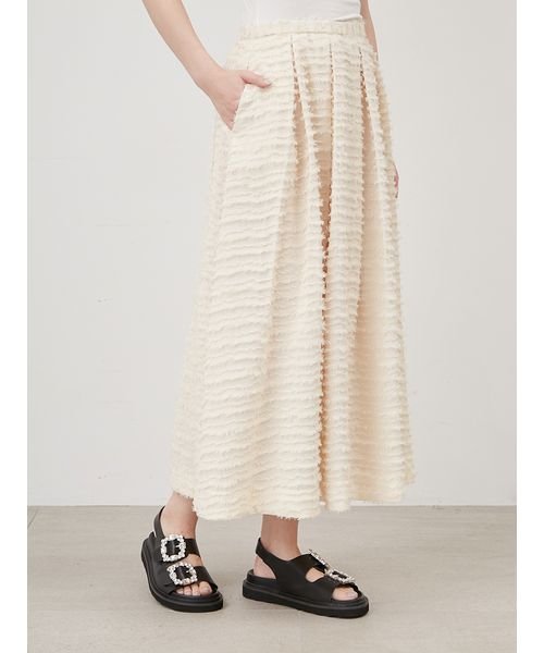 タックボリュームシャギーフレアロングスカート 予めご了承ください