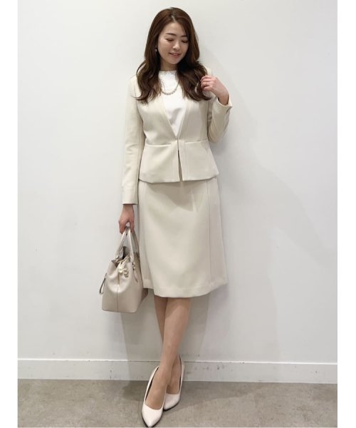 【洗える/日本製/セレモニー/オフィス】女性らしいシルエットと着心地の良さが叶うノーカラージャケット 