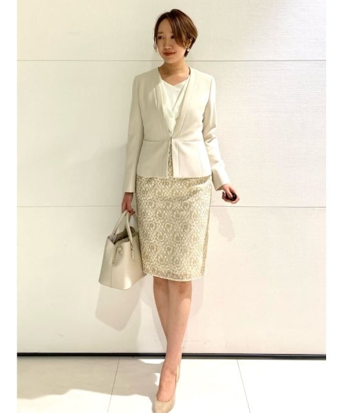 【洗える/日本製/セレモニー/オフィス】女性らしいシルエットと着心地の良さが叶うノーカラージャケット 