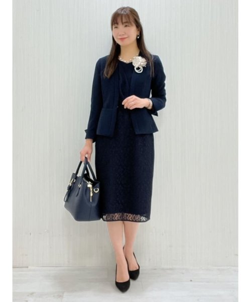 【洗える/日本製/セレモニー/オフィス】女性らしいシルエットと着心地の良さが叶うノーカラージャケット 