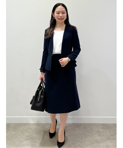 【洗える/日本製/セレモニー/オフィス】女性らしいシルエットと着心地の良さが叶うノーカラージャケット 