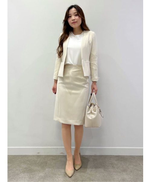 【洗える/日本製/セレモニー/オフィス】女性らしいシルエットと着心地の良さが叶うノーカラージャケット 