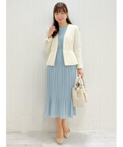 【洗える/日本製/セレモニー/オフィス】女性らしいシルエットと着心地の良さが叶うノーカラージャケット 