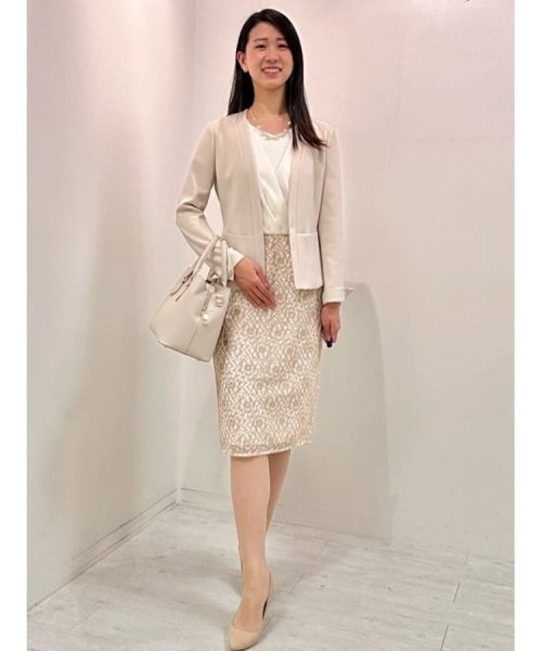 【洗える/日本製/セレモニー/オフィス】女性らしいシルエットと着心地の良さが叶うノーカラージャケット 