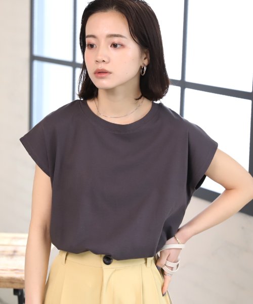 ad thie(アドティエ)/フレンチスリーブ 半袖Tシャツ ラウンド裾 半袖 ロング丈 コットン100％ 綿 春 夏 チュニック ゆったり/img11