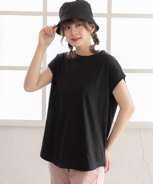 ad thie(アドティエ)/フレンチスリーブ 半袖Tシャツ ラウンド裾 半袖 ロング丈 コットン100％ 綿 春 夏 チュニック ゆったり/img40