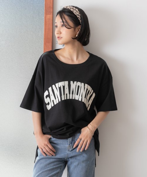 ad thie(アドティエ)/SANTAMONIKA プリントTシャツ ビックシルエット 半袖 サイドスリット ロング丈 チュニック 春 夏/img14