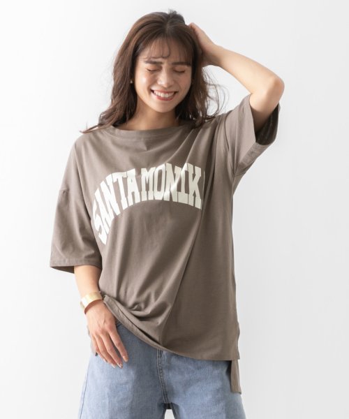 ad thie(アドティエ)/SANTAMONIKA プリントTシャツ ビックシルエット 半袖 サイドスリット ロング丈 チュニック 春 夏/img18