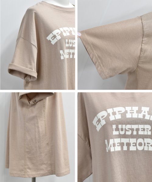 ad thie(アドティエ)/LUSTER切替Tシャツビックシルエット サイドステッチ 半袖 ロング丈 チュニック 夏/img37