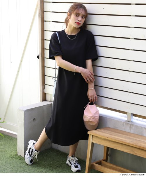 ad thie(アドティエ)/ラウンド スリット マキシ ワンピース コットン Tシャツ ロング 丈 半袖 カットソー ゆったり 春 夏/img18