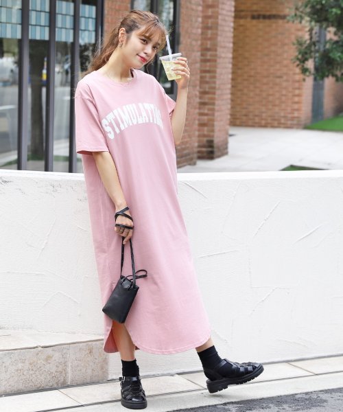 ad thie(アドティエ)/Tシャツワンピース 半袖 ロゴスウェット ロゴプリント スリット入り 夏/img12