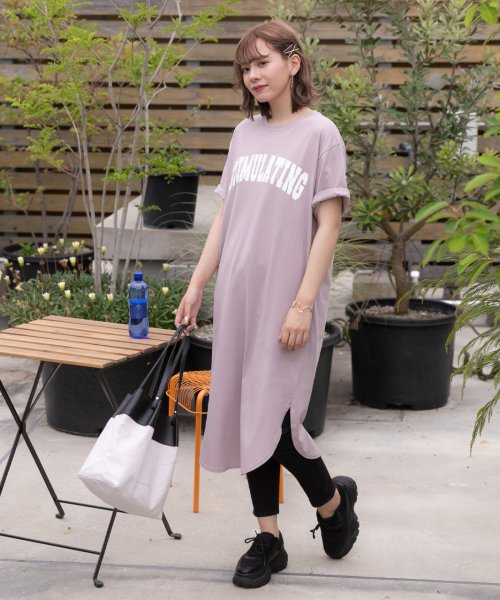 ad thie(アドティエ)/Tシャツワンピース 半袖 ロゴスウェット ロゴプリント スリット入り 夏/img22