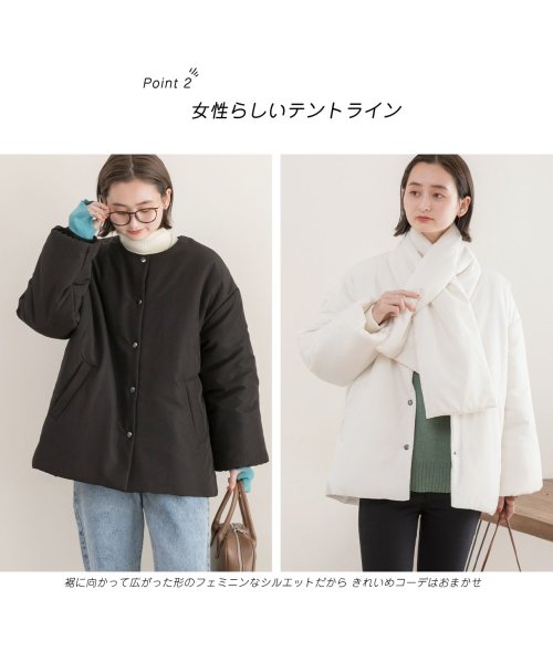 ad thie(アドティエ)/共地マフラー付きノーカラー中綿ジャケット 軽量 防寒 エコダウン アウター 秋服 秋 冬服 冬/img20