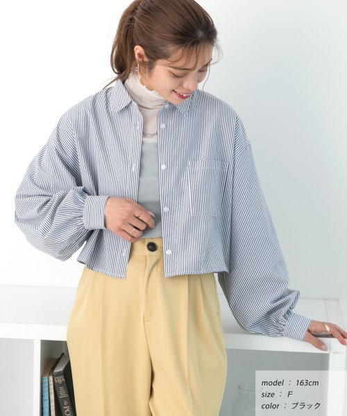 ad thie(アドティエ)/ショート丈・ ポケット付き ストライプシャツ 春 春服 冬 冬服/img04