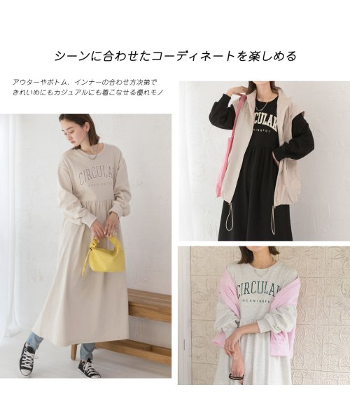 ad thie(アドティエ)/カレッジロゴ 裏毛ギャザー切替ワンピース 春 春服 冬 冬服/img23
