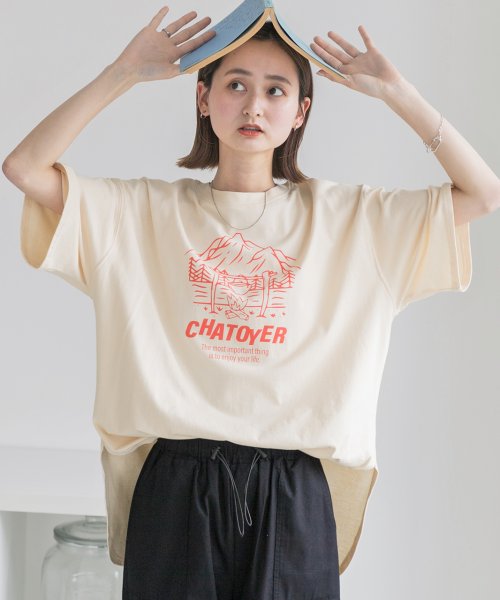 ad thie(アドティエ)/裾ラウンド・オーバーサイズ キャンプモチーフロゴTシャツ/img01