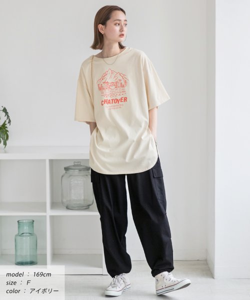 ad thie(アドティエ)/裾ラウンド・オーバーサイズ キャンプモチーフロゴTシャツ/img02