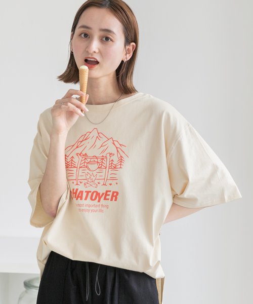 ad thie(アドティエ)/裾ラウンド・オーバーサイズ キャンプモチーフロゴTシャツ/img03