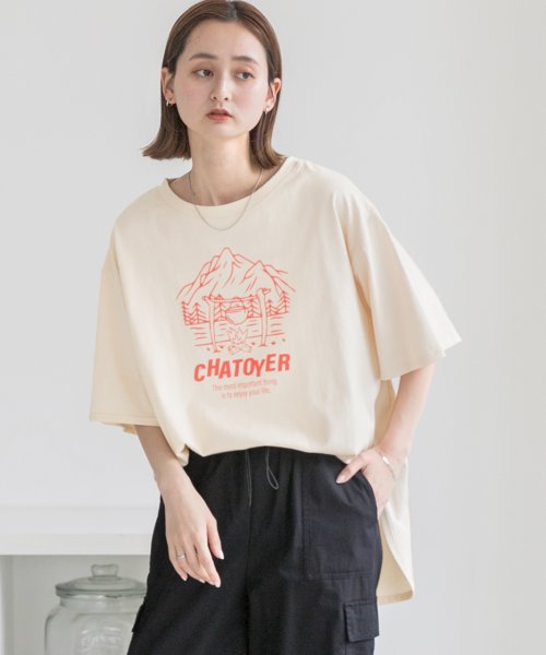 ad thie(アドティエ)/裾ラウンド・オーバーサイズ キャンプモチーフロゴTシャツ/img04