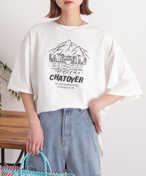 ad thie(アドティエ)/裾ラウンド・オーバーサイズ キャンプモチーフロゴTシャツ/img05