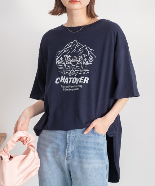 ad thie(アドティエ)/裾ラウンド・オーバーサイズ キャンプモチーフロゴTシャツ/img11