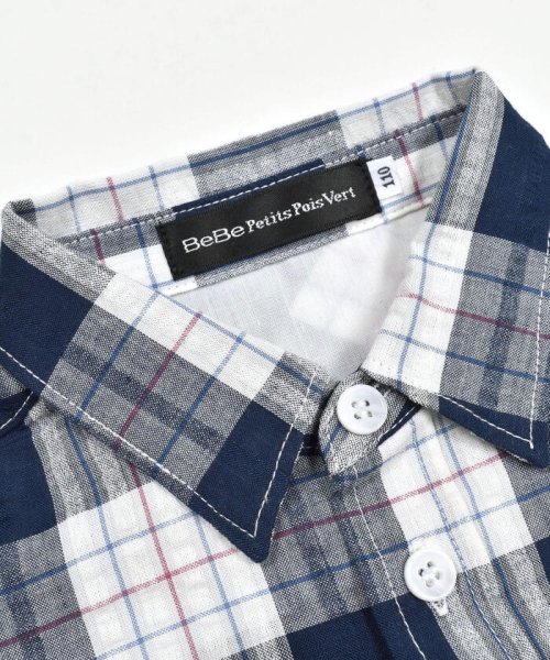 BeBe Petits Pois Vert(ベベ プチ ポワ ヴェール)/ポケット付きブロックチェックシャツ(95~150cm)/img08