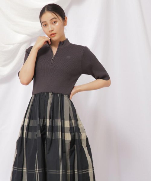 ハーフジップニットドッキングワンピース 予めご了承ください