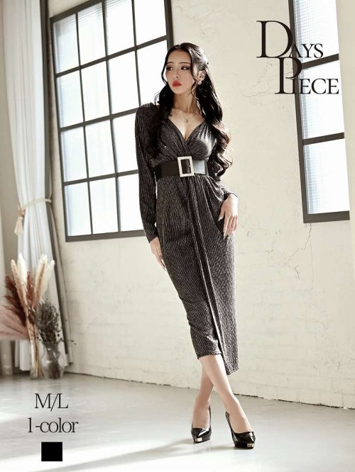 セール】ワンピース キャバドレス 黒 ラメ 結婚式 パーティードレス 