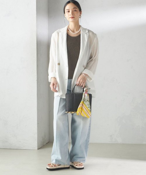 〈手洗い可能〉ラミー シアー ジャケット 商品説明―24SS―素材感とシルエットでおしゃれな着こなしが叶うジャケット■デザインテーラードのダブル W1679500724(12980円)