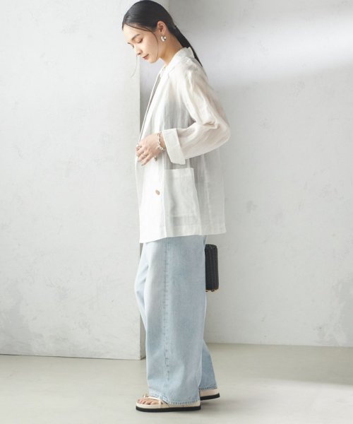 〈手洗い可能〉ラミー シアー ジャケット 商品説明―24SS―素材感とシルエットでおしゃれな着こなしが叶うジャケット■デザインテーラードのダブル W1679500724(12980円)