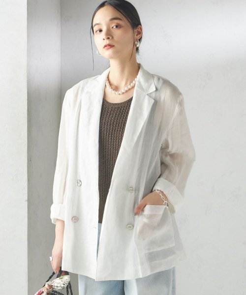 〈手洗い可能〉ラミー シアー ジャケット 商品説明―24SS―素材感とシルエットでおしゃれな着こなしが叶うジャケット■デザインテーラードのダブル W1679500724(12980円)