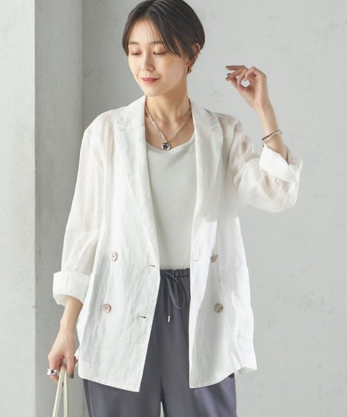 〈手洗い可能〉ラミー シアー ジャケット 商品説明―24SS―素材感とシルエットでおしゃれな着こなしが叶うジャケット■デザインテーラードのダブル W1679500724(12980円)