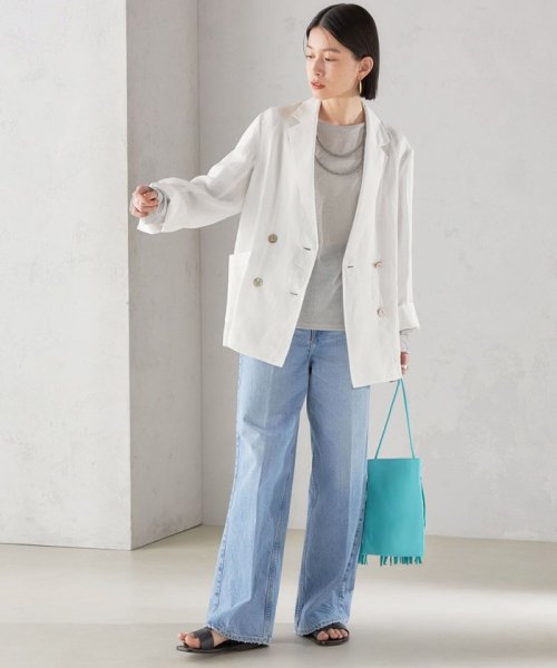 〈手洗い可能〉ラミー シアー ジャケット 商品説明―24SS―素材感とシルエットでおしゃれな着こなしが叶うジャケット■デザインテーラードのダブル W1679500724(12980円)