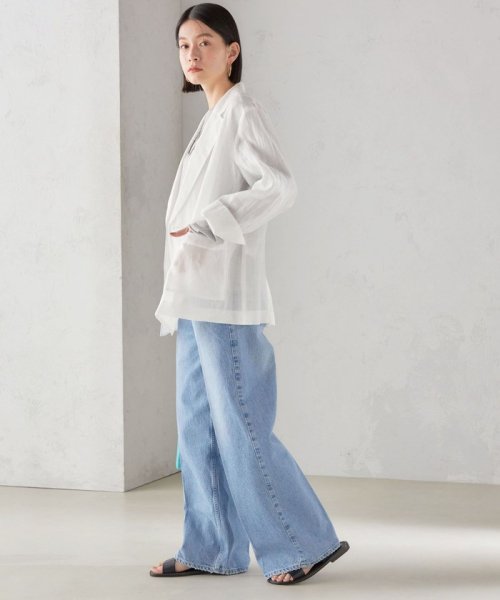 〈手洗い可能〉ラミー シアー ジャケット 商品説明―24SS―素材感とシルエットでおしゃれな着こなしが叶うジャケット■デザインテーラードのダブル W1679500724(12980円)