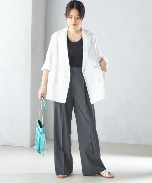 〈手洗い可能〉ラミー シアー ジャケット 商品説明―24SS―素材感とシルエットでおしゃれな着こなしが叶うジャケット■デザインテーラードのダブル W1679500724(12980円)