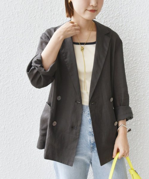 〈手洗い可能〉ラミー シアー ジャケット 商品説明―24SS―素材感とシルエットでおしゃれな着こなしが叶うジャケット■デザインテーラードのダブル W1679500724(12980円)